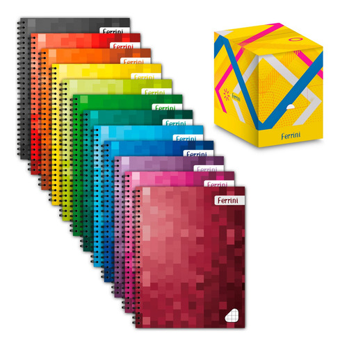 Cuadernos Profesionales Doble Aro Ferrini Unicolor 150h 12pz Color Cuadro Grande