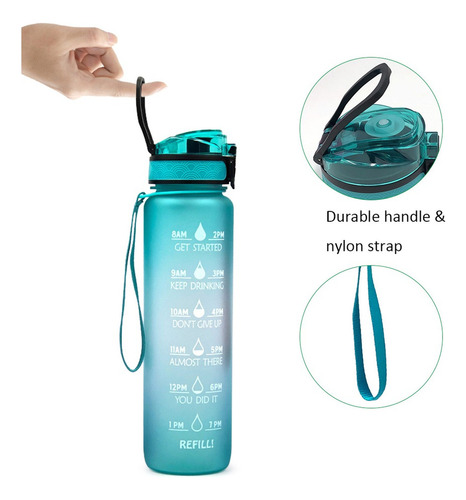 Botella De Agua Deportiva Con Marcador De Tiempo Libre De Bp