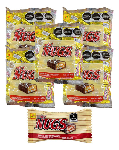 Mini Nugs Chocolate 72pz Con Caramelo Cacahuate De La Rosa E