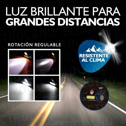 Imagen 6 de 10 de Linterna Vincha Minera Usb Recargable 2 Luces Led Camping