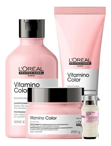 Kit Shampoo + Máscara + Cond + Ampola L'oréal Vitamino Color