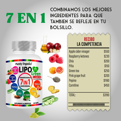 Lipo Green 7 In 1 Organico 100% 90 Capsulas