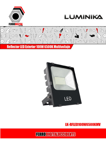 Imagen 2 de 4 de Reflector Led Exterior 100w 6500k Multivoltaje Luminika