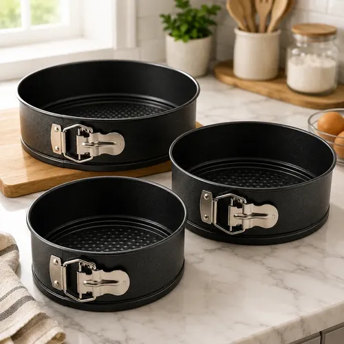 Kit 3 Formas Bolo Torta Fundo Removível Antiaderente Redonda  Preto