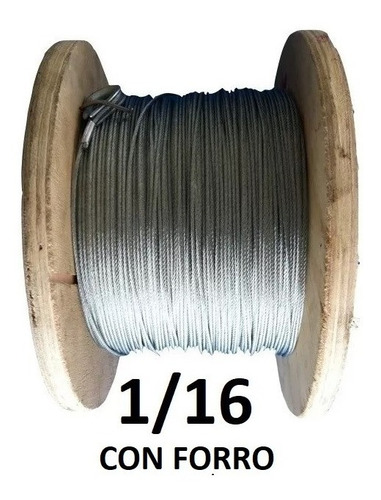 Imagen 1 de 3 de Cable De Acero Galvanizado 7x7 1/16 Con Forro 150 Mts Obi