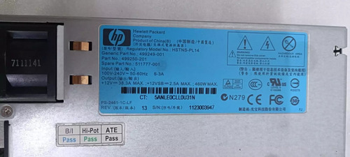 Fuente De Poder Servidor Hp 499249-001 Hstns-pl14 G6 G7 460w