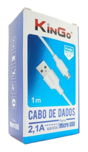 Cabo De Dados Usb V8 Branco Kingo 1m 2.1a P/ Galaxy J4 Plus