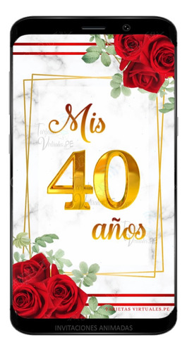 Invitacion 40 Años Rosas
