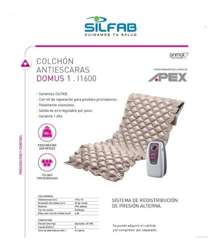 Colchon Antiescaras Silfab Automatico - Compresor Silencioso