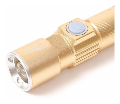 Linterna Tactica Recargable Usb 600 Lumen Zoom Led Cree Gold