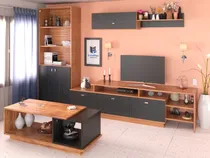 Comprar Combo Mesa Tv + Biblioteca + Mesa Ratona + Repisa Living