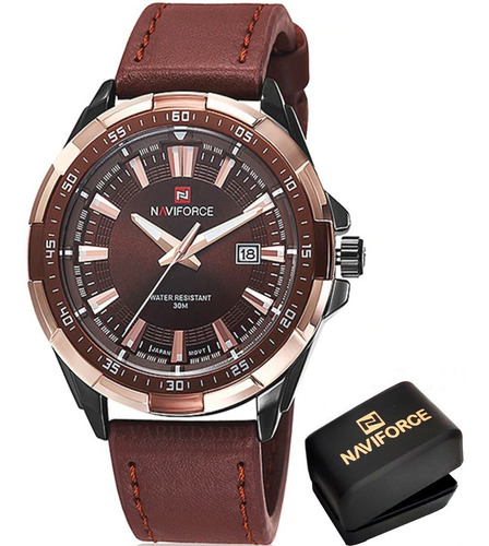 Relógios Naviforce 9056 Original Pulseira Couro Com Caixinha