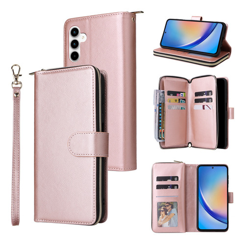 Capa Com Compartimento Multicartões Com Zíper Para Samsung G