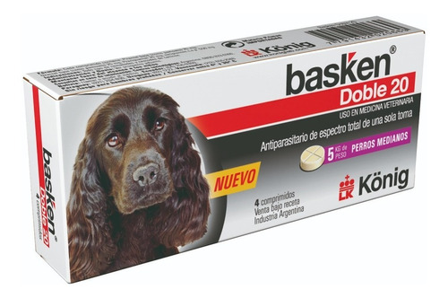 Pastilla Desparasitante Para Perro Basken 20 (4 Comp)