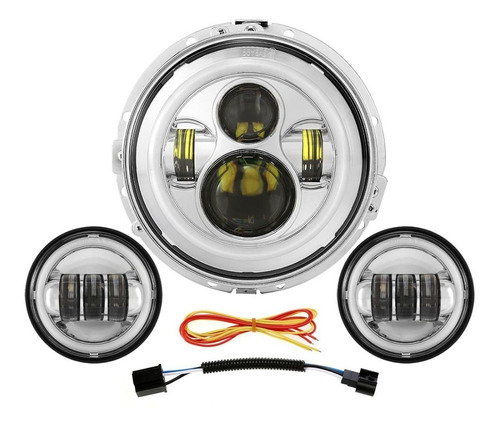 Kit Faro Led 7inch Neblinero Con 2 Leds Antiniebla Harley