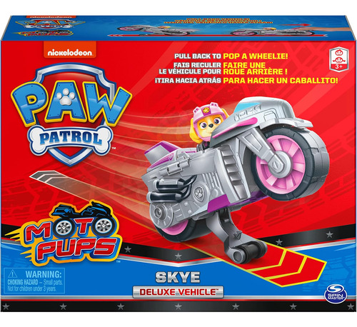 Motocicleta Paw Patrol Com Retrocesso, Moto Pups Skye