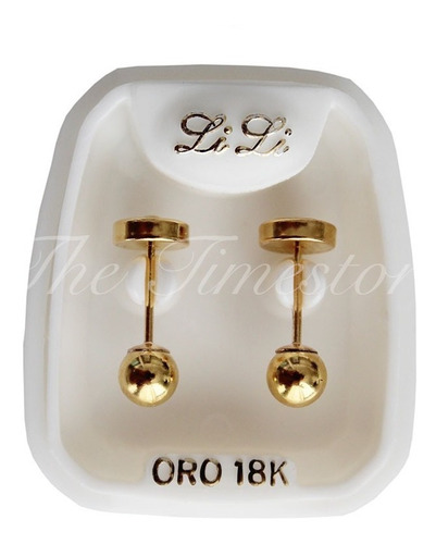 Aros Abridores De Oro 18k Lili Bolita 4mm Li-104 Con Cuotas