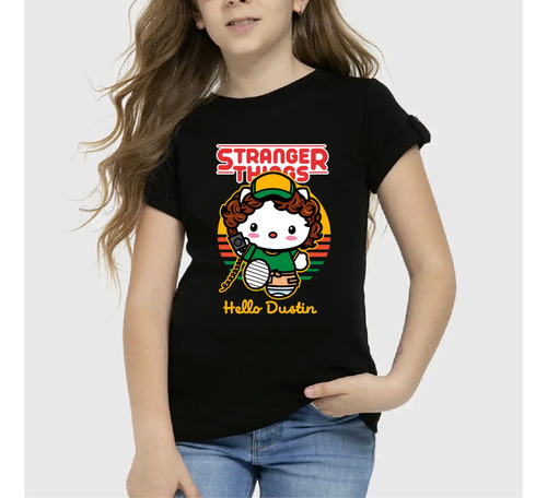 Polera Stranger Things Hello Kitty Hello Dustin Niño Niña