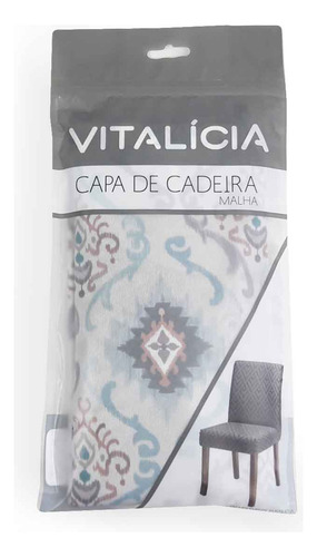 Capa De Cadeira Estampada Etnico Azul Para Mesa Jantar Malha