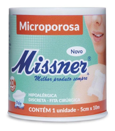 Kit 06 Rolos De Fita Micropore Branco (5cm X 10m) - Missner Nome do desenho Kit 06 Rolos De Fita Micropore Branco (5Cm X 10M) - Missner
