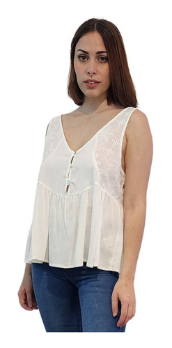 Imagen 3 de 10 de Blusa Magnolia S/manga Voile Y Broderie