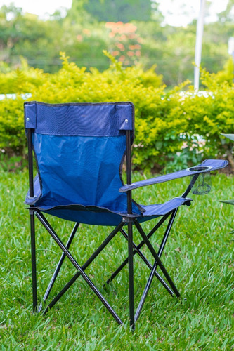 Cadeira Camping E Pesca Dobrável Com Porta Copos E Bolsa Cor Azul