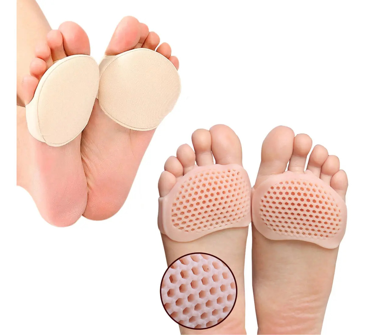Kit Protetor Ortopédico Palmilha Silicone Alivio Dor Nos Pés Cor Bege Tamanho da palmilha Tamanho Único