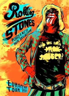 Adesivo Vintage - Rolling Stones 1970 Tour - 33 Cm X 48 Cm