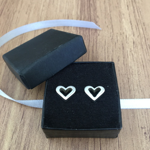 Imagen 8 de 10 de Aretes Broqueles Plata 925 Corazón Mujer Niña Agálea Joyería