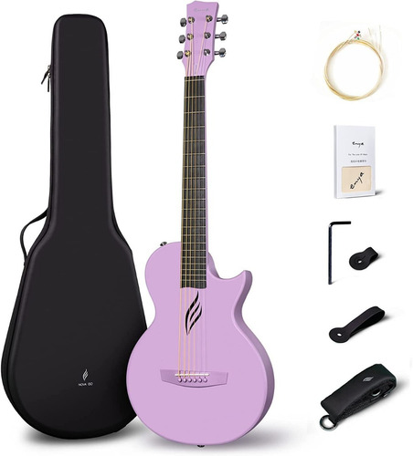 Guitarra Acustica 1/2 Fibra Carbono Color Morado Marca Enya