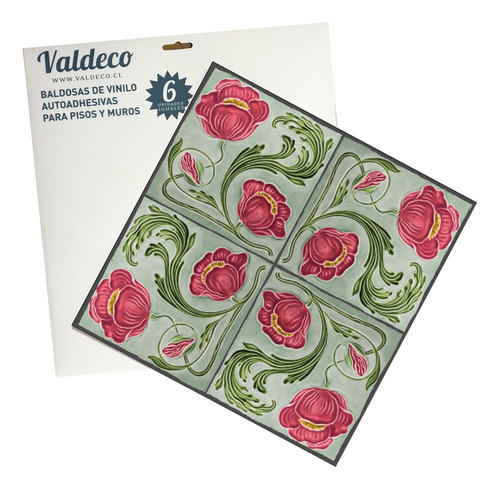 Baldosas De Vinilo Autoadhesivas 33x33 Cm. Red Poppy Valdeco