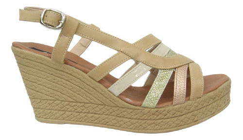 Sandalias Taco Chino Charol Negro Beige Oro Mujer 36 Al 40