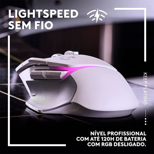 Mouse Gamer Sem Fio Logitech G502x Plus Rgb 25.600dpi Branco