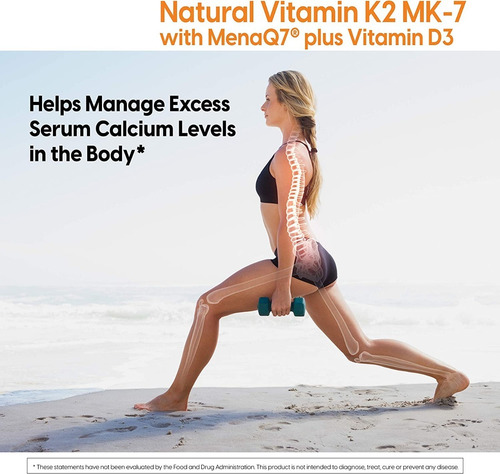 Vitamina K2 Con Mk-7, 180 Mcg Plus D3 1000 Iu Doctor's Best