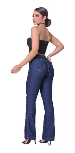 Kit 4 Calça Flare Feminina Jeans Com Licra Levanta Bumbum Azul