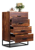 Comprar Wlive Cómoda De Madera Para Dormitorio Con 4 Cajones, Cóm.