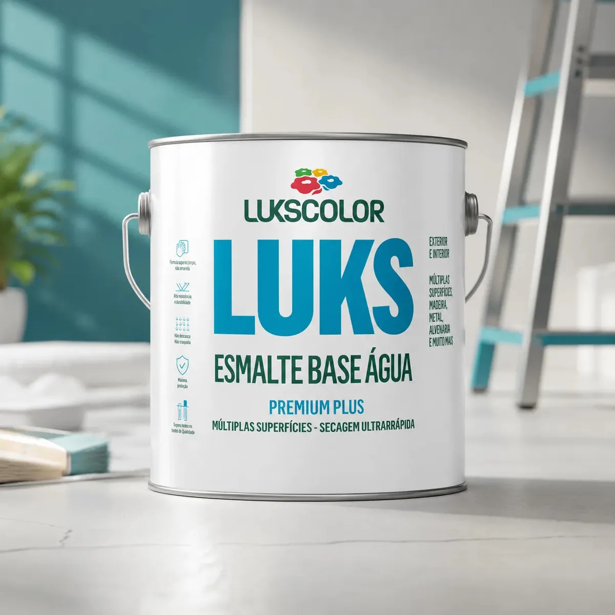 Tinta Esmalte Branco Brilhante 3,6L Lukscolor Premium Plus Uso Exterior e Interior Super Rentável