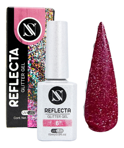 Reflecta Glitter Gel Para Uñas, Elige Color. Studio Nails Color Cereza No. 6