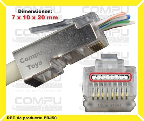 Plug Rj45 Ponchado Patch Cord Lan Ref: Prj50 Computoys Sas