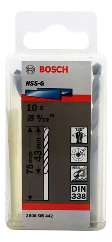 Bosch Broca Metal Hss-g X10u 4.0mm 5/32 