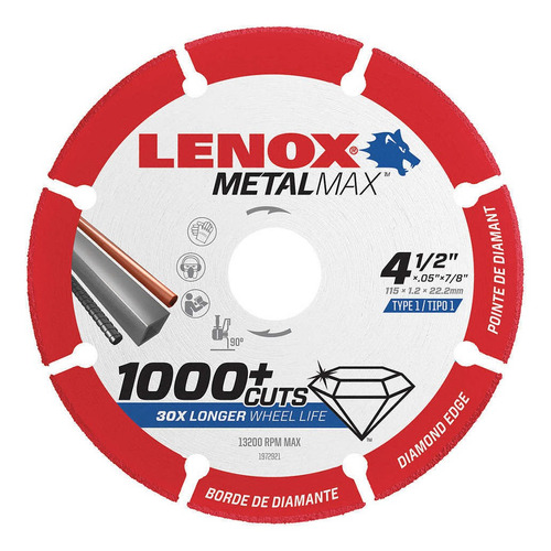 Lenox Metalmax Disco Diamantado Corte Metal 4.5  X 7/8 
