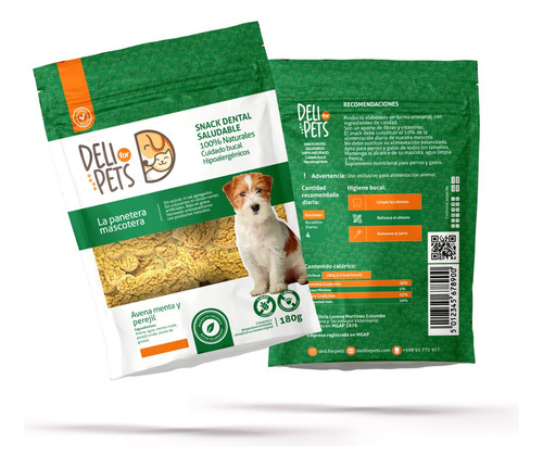 Snacks Perro Deli For Pets Sabor Avena, Menta Y Perejil