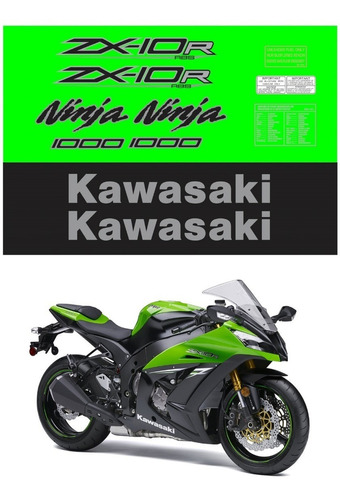 Adesivos Moto Kawasaki Ninja Zx-10r 2014 Abs Verde Ca-15995