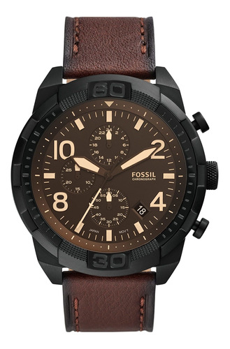 Reloj Hombre Fossil Fs5875 Cuarzo 50mm Pulso Marron En Cuero