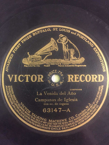 Disco De Pasta Victor 63147 Campanas De Iglesia 78 Rpm