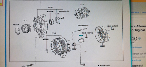 Carbonera Alternador Corolla C-hr 27370 0y150