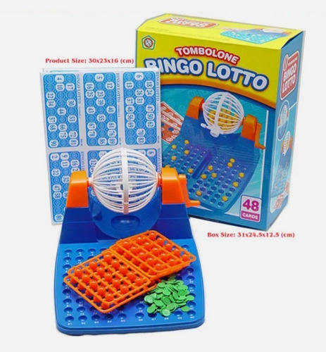 Bingo Grande Lotto Loteria. Bolillero, 48 Cartones Y Fichas.