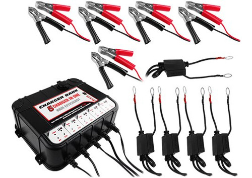 Cargador De Batera De 5 Bahas 6/12v 1.5amp Con Conectores De