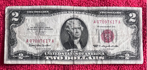 Billete 2 Dólar Sello Rojo Series 1963