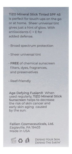 Protector Solar Tizo Mineral Stick Tinted Spf 45 30 Ml Para
